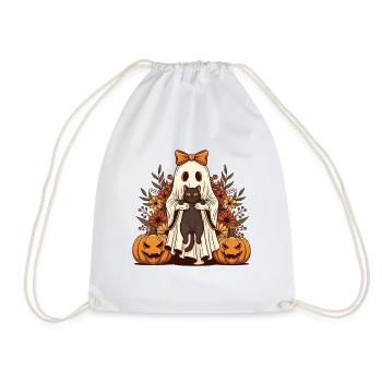 Ghost & Black Cat — Halloween Spooky Cat Lover - Sac de sport léger - blanc - Devant