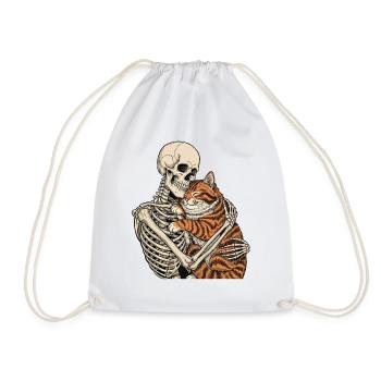 Chat squelette câlin — Chat effrayant Câlin squelette - Sac de sport léger - blanc - Devant