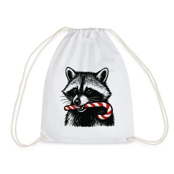 raton laveur de Noël avec canne à sucre - Sac de sport léger - blanc - Devant