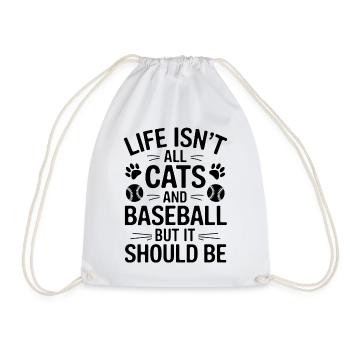 Baseball Spruch Katzen Lustiges Baseball Geschenk - Turnbeutel - Weiß - Vorne