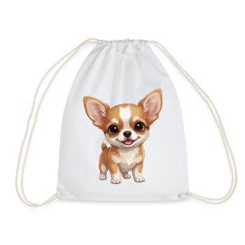 Cute big-eyed Chihuahua puppy - Drawstring Bag - white - Front