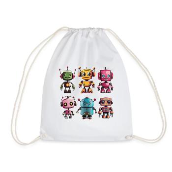 Colorful Robo Colony - Drawstring Bag - white - Front