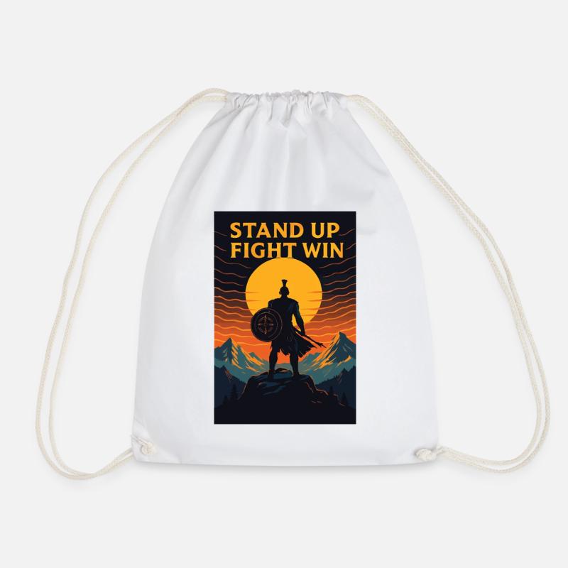 Stand Up Fight Win Warrior - Turnbeutel - Weiß