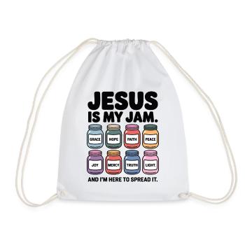 Jesus Is My Jam Hope Grace Faith Peace - Drawstring Bag - white - Front