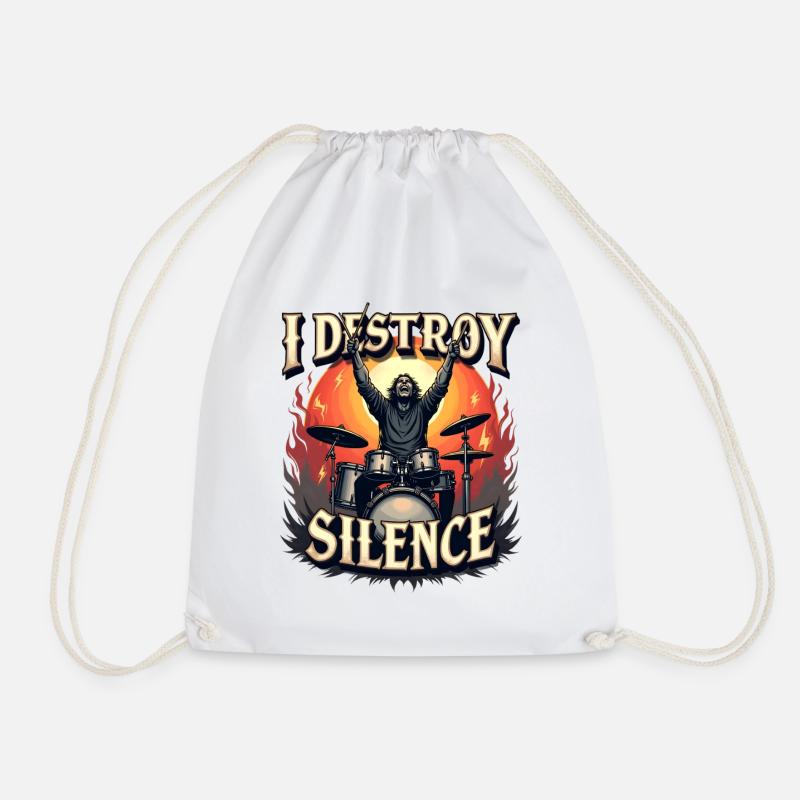  Drummer – I Destroy Silence - Turnbeutel - Weiß