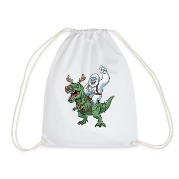 Yeti chevauche T-Rex dinosaure de Noël drôle - Sac de sport léger - blanc - Devant