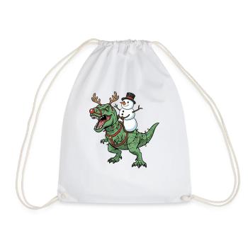 Schneemann reitet T-Rex Lustiger Weihnachtsdinosau - Turnbeutel - Weiß - Vorne
