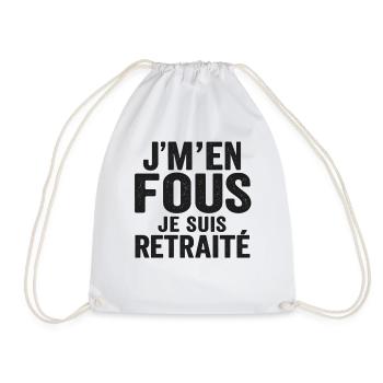 I don't care, I'm retired, funny humor, gift - Drawstring Bag - white - Front