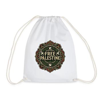Free Palestine Mandala Symbol - Drawstring Bag - white - Front