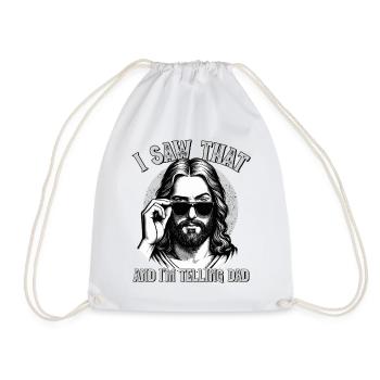 Jesus, I Saw That, I'm Telling Dad, Jesus Christus - Turnbeutel - Weiß - Vorne