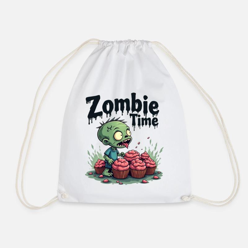 Zombie Time Cupcake Comic - Drawstring Bag - white