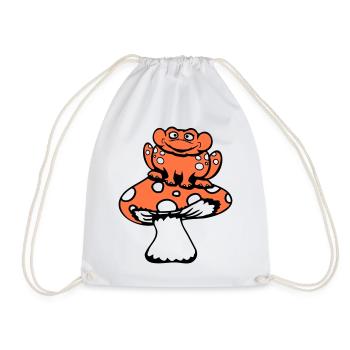 grenouille s’assoit champignon mignon forêt forêt grenouille sourit cool - Sac de sport léger - blanc - Devant