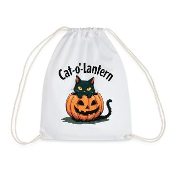 Cat-o'-Lantern Halloween Chat en citrouille - Sac de sport léger - blanc - Devant
