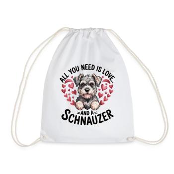 Schnauzer Shirt for Dog Mom & Dog Dad - Drawstring Bag - white - Front