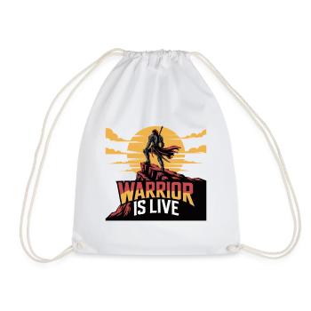 Warrior On Cliff Sunset - Drawstring Bag - white - Front