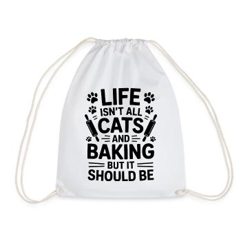 Backen Spruch Katzen Lustiges Backen Geschenk - Turnbeutel - Weiß - Vorne