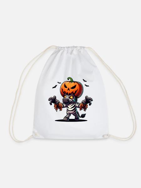 Skurriles Halloween Zebra Kostüm Zombie Fledermaus - Turnbeutel - Weiß