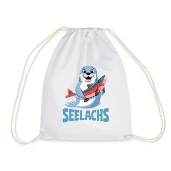 Goberge drôle de phoque avec jeu de mots sur le saumon - Sac de sport léger - blanc - Devant