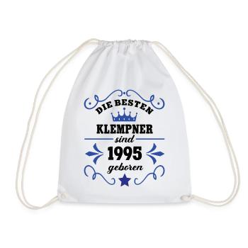 Plumber Birthday Vintage 1995 Colleague Born 95 - Drawstring Bag - white - Front