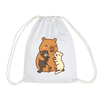 Capybara & Ferret – Amitié & Sécurité - Sac de sport léger - blanc - Devant