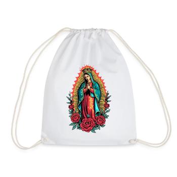 Virgen Guadalupe Rose Icon - Drawstring Bag - white - Front