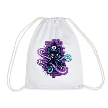 Chat magique - Chat magique avec un œil qui voit tout - Sac de sport léger - blanc - Devant