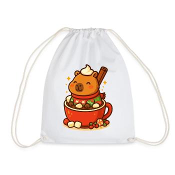 Capybara dans un chocolat chaud – Motif de Noël - Sac de sport léger - blanc - Devant