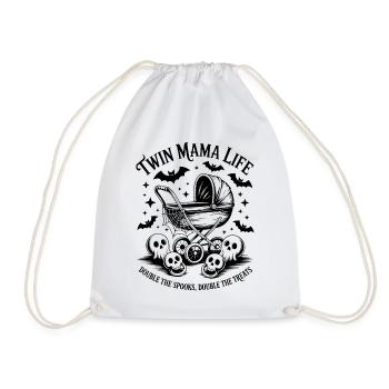 Twin Mama Life Double the Spooks Treats Halloween - Drawstring Bag - white - Front