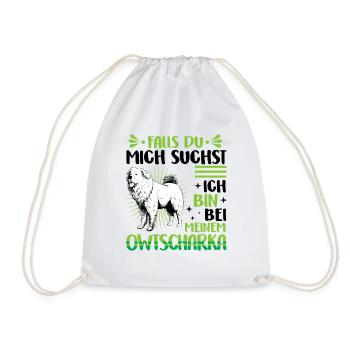 I'm with my Caucasian Ovcharka - Drawstring Bag - white - Front