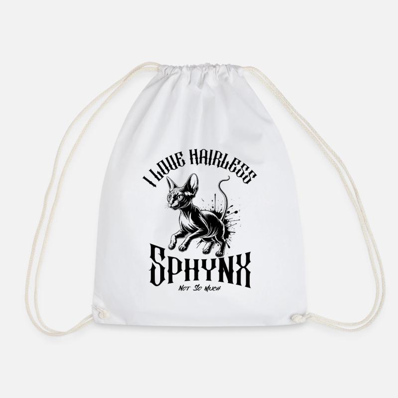 I Love Sphynx Cats Funny  - Drawstring Bag - white