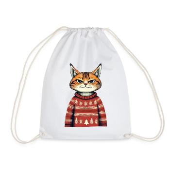 Christmas Cat - Drawstring Bag - white - Front
