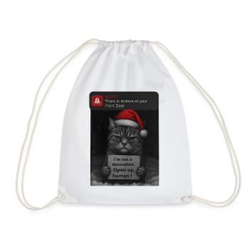 Cat Christmas with funny saying cats - Drawstring Bag - white - Front