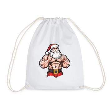Santa Claus Muscles Gym Santa - Drawstring Bag - white - Front