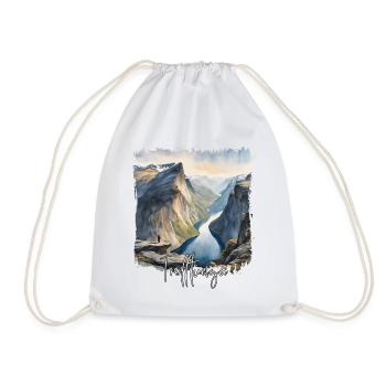 Watercolor by Trolltunga, Trolltunga Norway - Drawstring Bag - white - Front