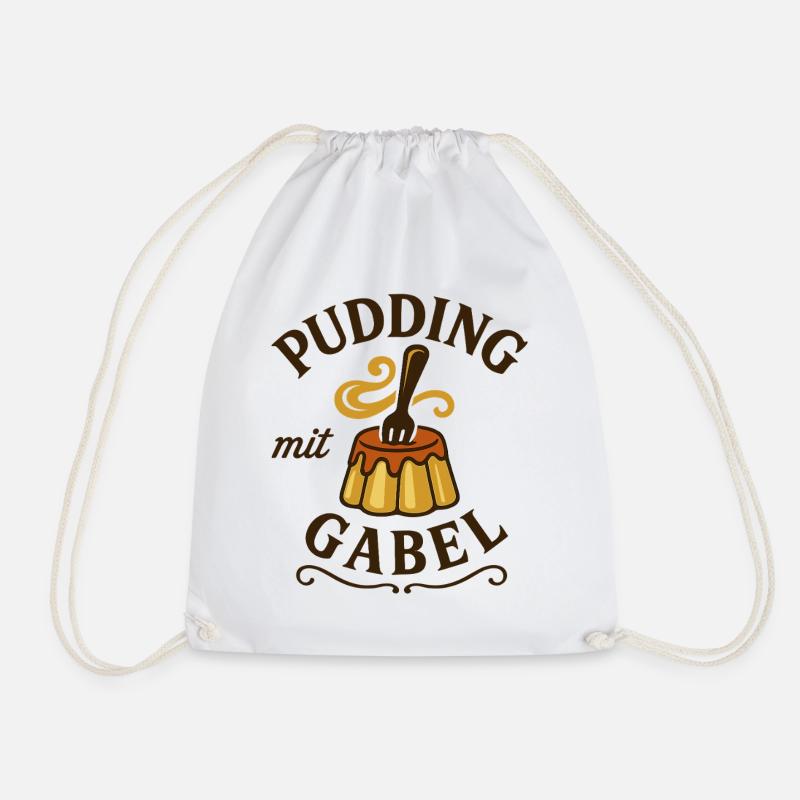 Pudding mit Gabel - Turnbeutel - Weiß
