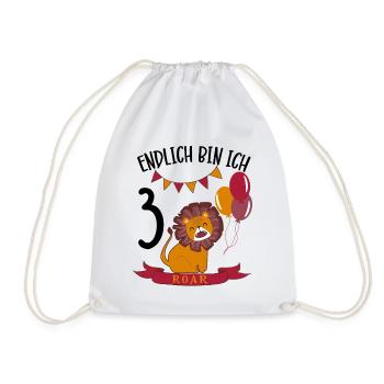 Birthday Lion 3 Year Old Leo Party Gift - Drawstring Bag - white - Front