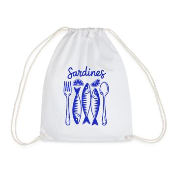 Sardinen Festmahl Blau Illustration - Turnbeutel - Weiß - Vorne