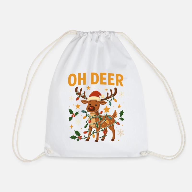 Süßes Rentier Weihnachtsdesign - Turnbeutel - Weiß