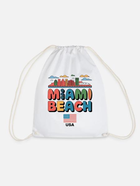 Miami Beach Palmen Stadt Reisedesign - Turnbeutel - Weiß