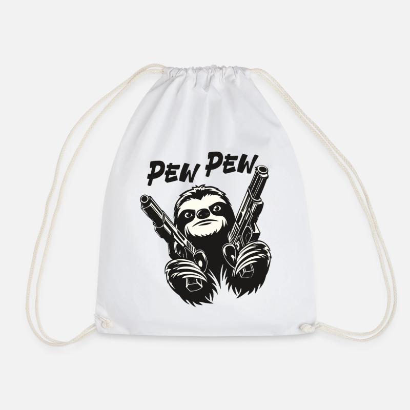 Pew Pew Sloth Faultier - Turnbeutel - Weiß
