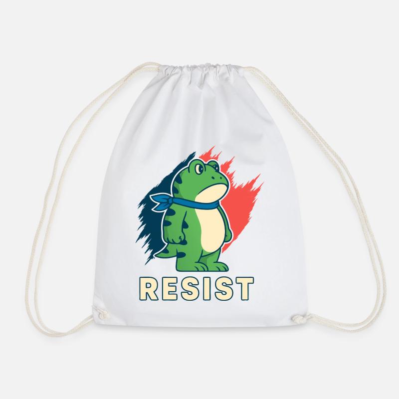 Portland Frog Protest Resist - Drawstring Bag - white