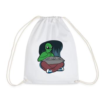 Alien Handpan Design – Vibrations cosmiques et son - Sac de sport léger - blanc - Devant