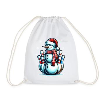 BOwling Christmas Sports Santa Claus - Drawstring Bag - white - Front