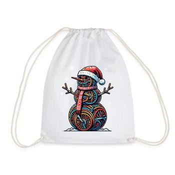 CYcling Christmas Sports Santa Claus - Drawstring Bag - white - Front