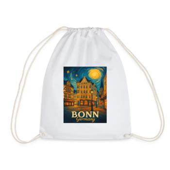 Bonn Night City Poster - Drawstring Bag - white - Front