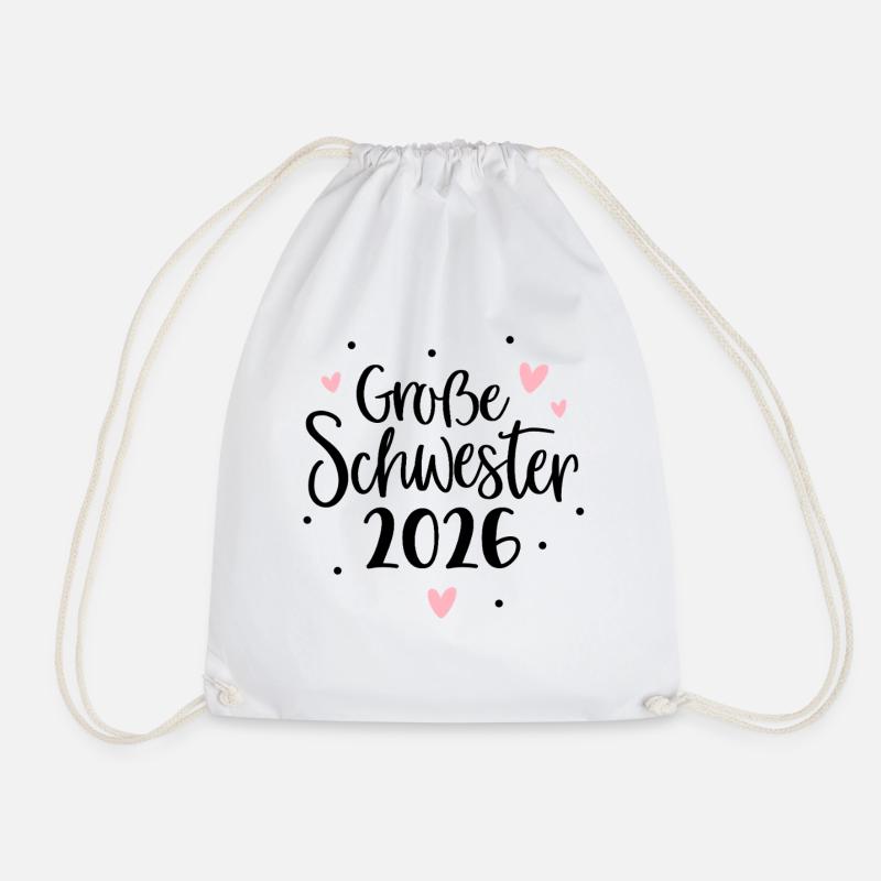 Große Schwester 2026 Herz - Turnbeutel - Weiß