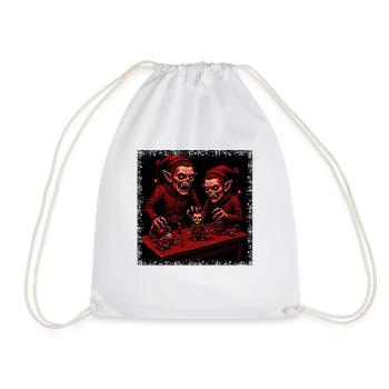 Creepy Christmas Zombie Elf Skeleton Horror - Drawstring Bag - white - Front