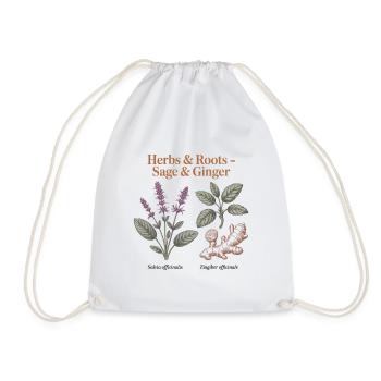 Botanical Herbs - Sage & Ginger - Drawstring Bag - white - Front