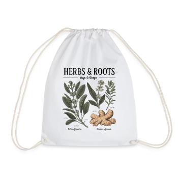 Herbs & Roots – Sage & Ginger - Drawstring Bag - white - Front