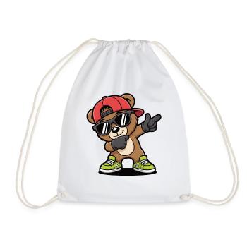 Dabbing Bear avec casquette et lunettes de soleil – Cool Kids - Sac de sport léger - blanc - Devant
